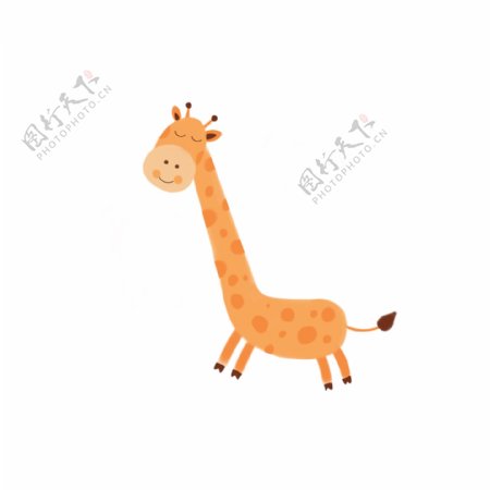 手绘创意简约可爱卡通长颈鹿动物插画