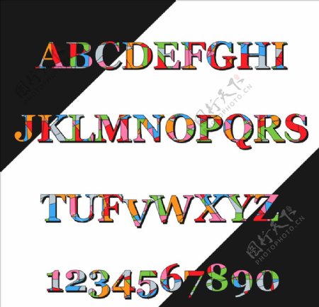 彩色字母数字EPS分层
