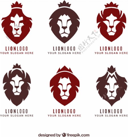 6款彩色王冠狮子标志