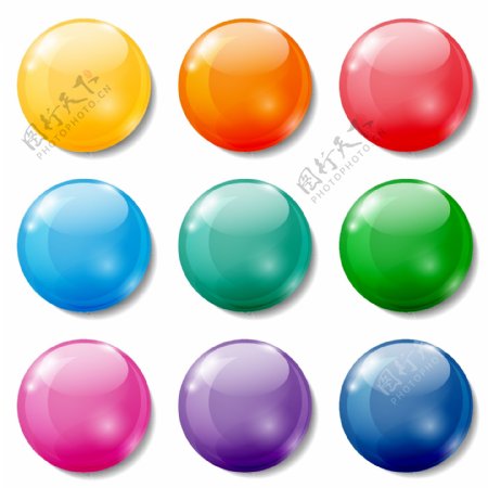 彩色水晶球按钮图标矢量素材