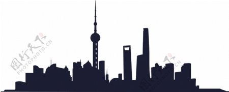 上海城市剪影东方明珠