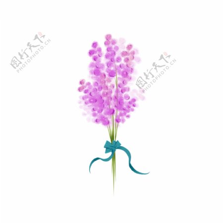 手绘花束之一束浪漫花香薰衣草紫色花朵素材