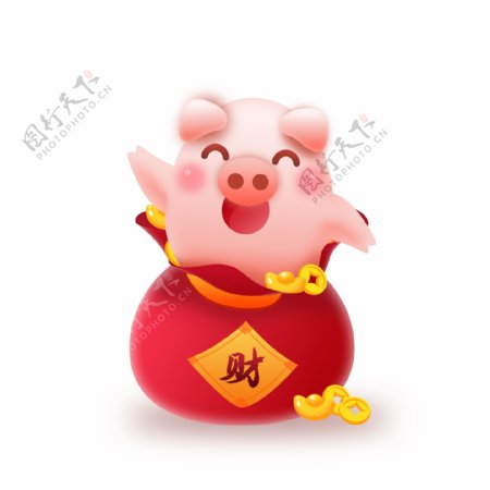 2019卡通生肖新年招财猪