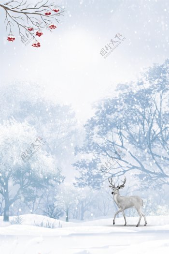 树林里的冬天海报背景