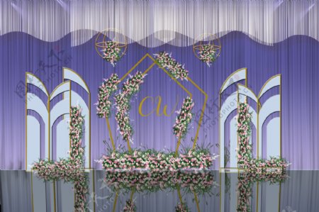 时尚紫色婚礼迎宾展示区效果图