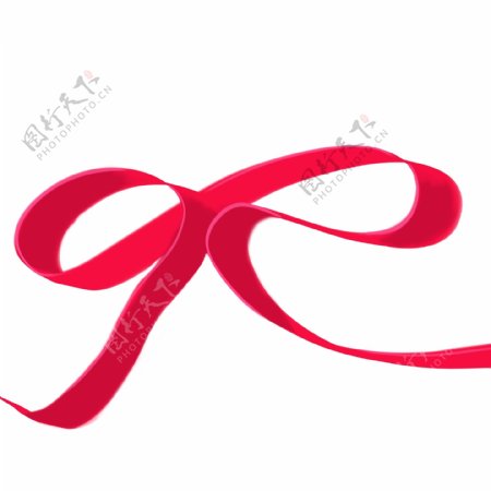 红色创意蝴蝶结丝带漂浮手绘元素