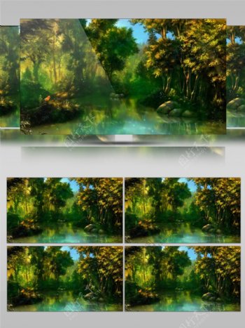 童话虚拟梦幻湖泊森林视频素材