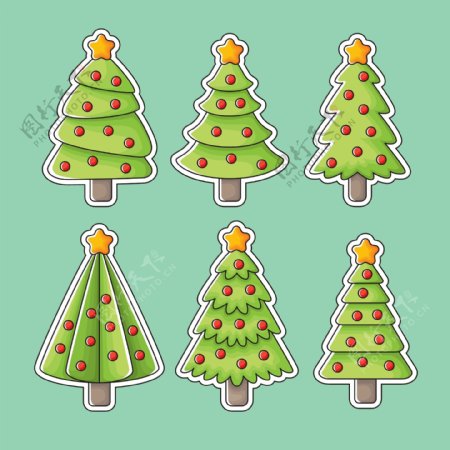 卡通的绿色圣诞树素材