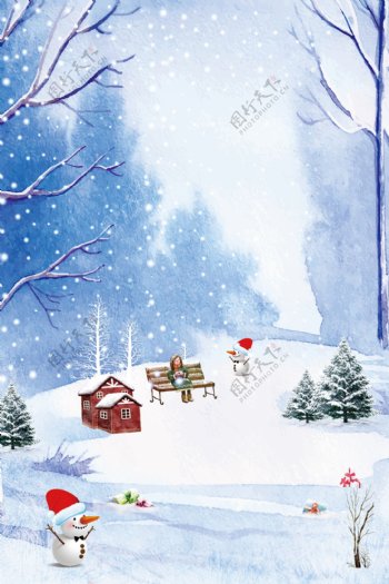 冬季圣诞节雪地背景设计