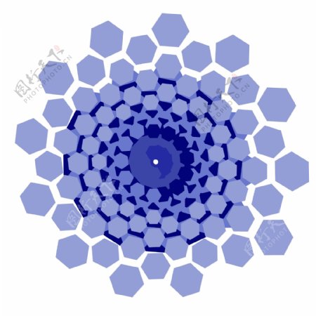 蓝色五边形科技蜂巢效果装饰图案