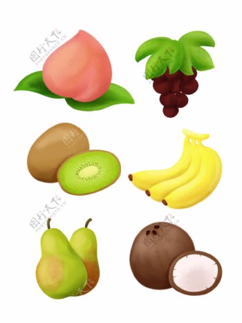 简约手绘水果新鲜健康食品可商用元素素材