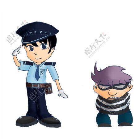 警察和小偷漫画人物设计