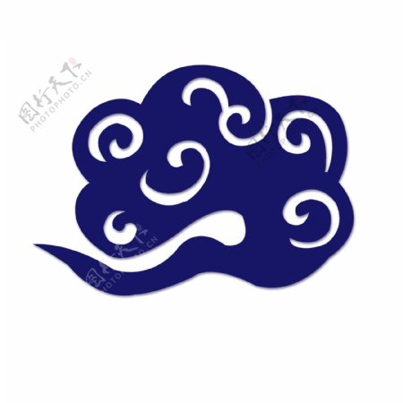中国风传统蓝色祥云图案套图古典花纹可商用