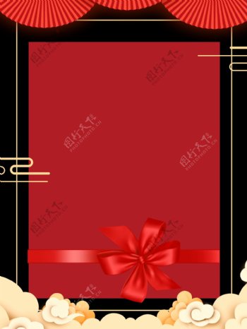 红色祥云礼盒背景设计
