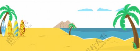 波浪海滩椰树背景素材
