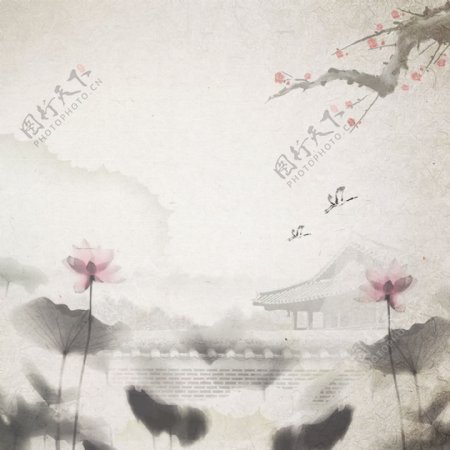 古典意境中国风水墨风景广告背景