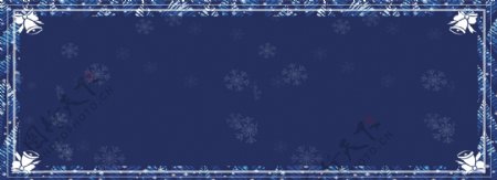 白色线条边框蓝色圣诞节banner背景