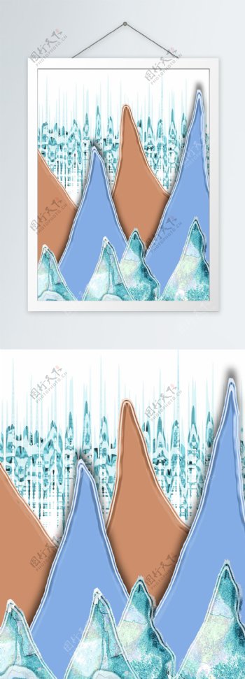 现代水晶叠加抽象山客厅装饰画