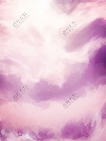 纯原创手绘卡通紫色水彩天空背景