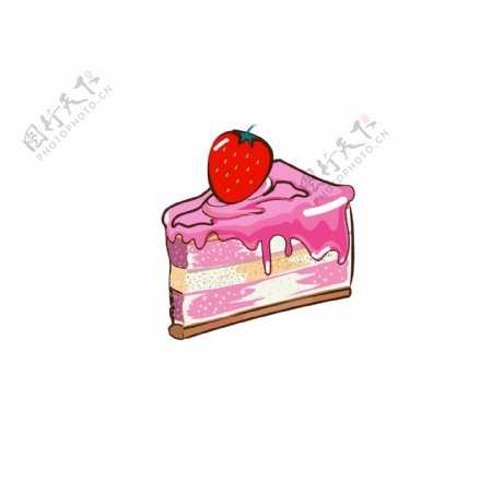 原创手绘卡通草莓小蛋糕