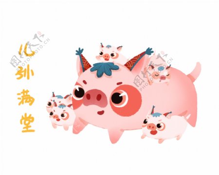2019新年喜庆布艺装饰风格小猪