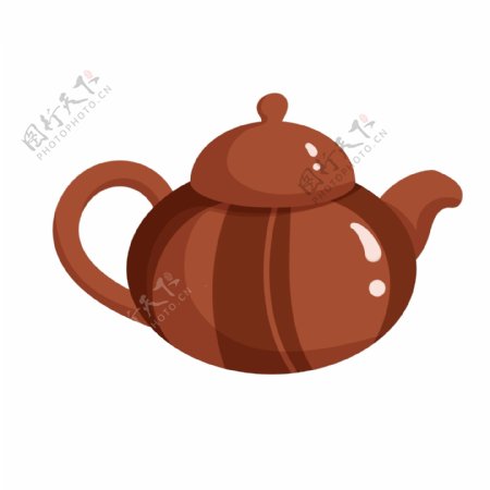 棕色可爱的茶壶插画