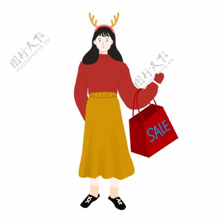 圣诞节都市女性出行购物免费下载