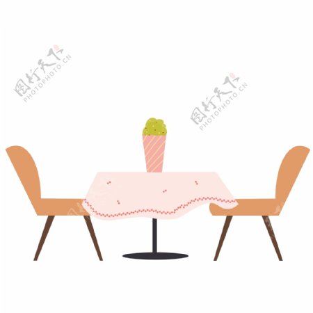 卡通小清新餐厅餐桌元素设计