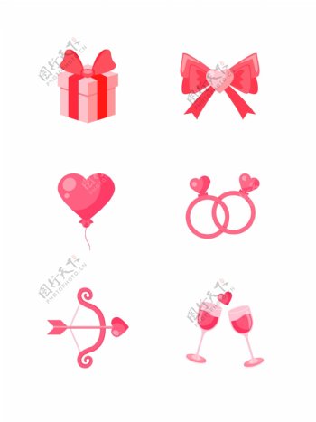 粉色系情人节礼物粉嫩可爱装束素材设计