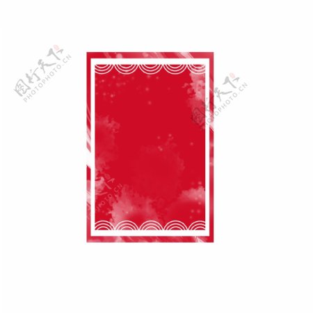红色带花边装饰印章图案3