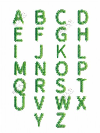二十六英文字母绿色藤曼艺术字体