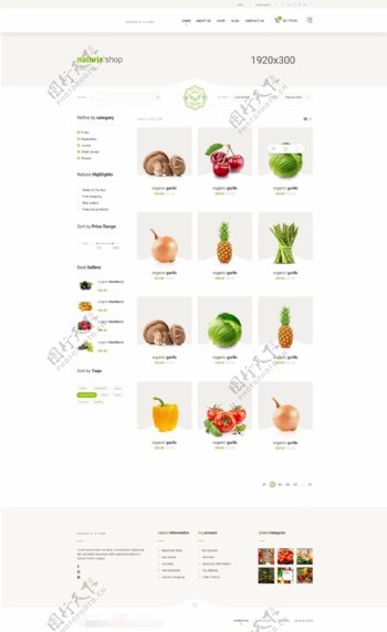 天然有机食品网站店铺页面psd模板