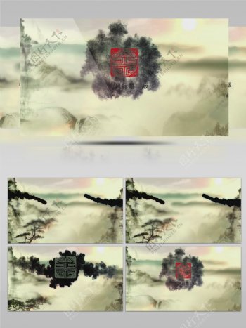 中国风水墨渲染LOGO片头AE模板