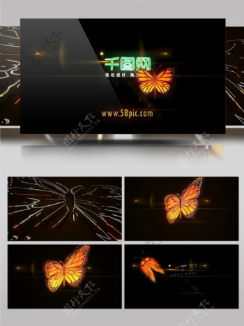 AE模板浪漫金色蝴蝶标志展示视频素材