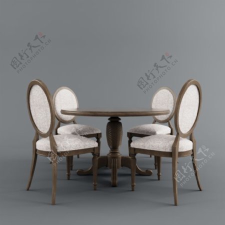 简约木质休闲餐桌椅3d模型