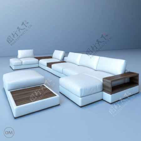 白色简约组合沙发3d模型