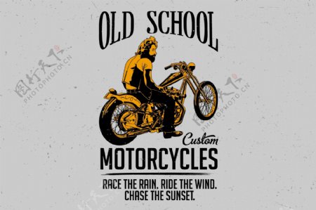 摩托车复古矢量卡通素材