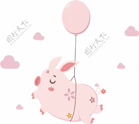 可爱粉色飞天小猪形象设计