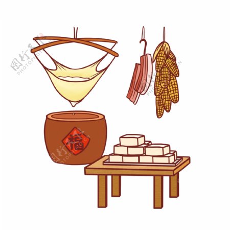 传统新年豆腐制图案元素