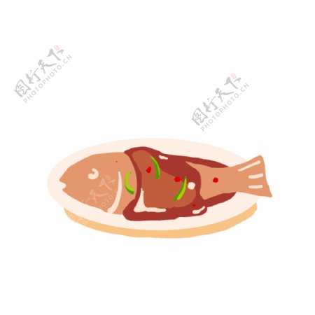 美味红烧鱼卡通手绘设计