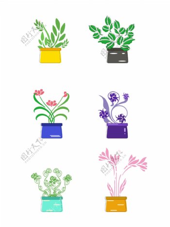 绿色花盆植物装饰元素可商用