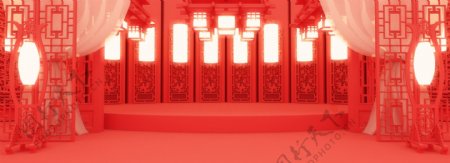 全原创红色新年中国风猜灯谜古风创意背景