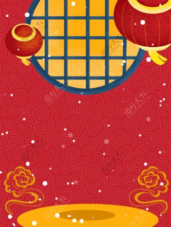 中国风红色喜庆灯笼新年背景设计