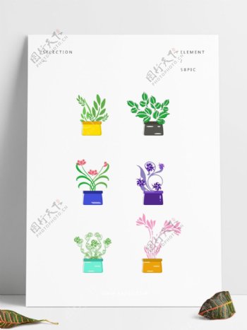 绿色花盆植物装饰元素可商用