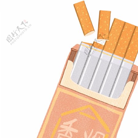 卡通手绘一包香烟插画元素设计