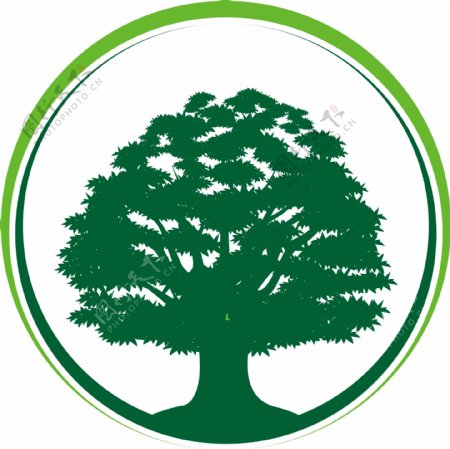 树绿色纯色商标设计