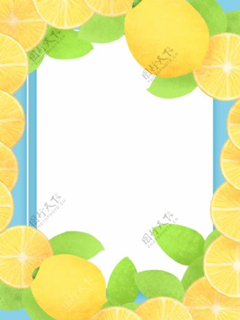 原创手绘夏季撞色清爽柠檬背景