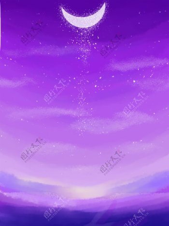 简约紫色天空月亮背景