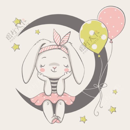 小兔子月亮气球