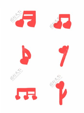 爱心音符符号音乐红色元素